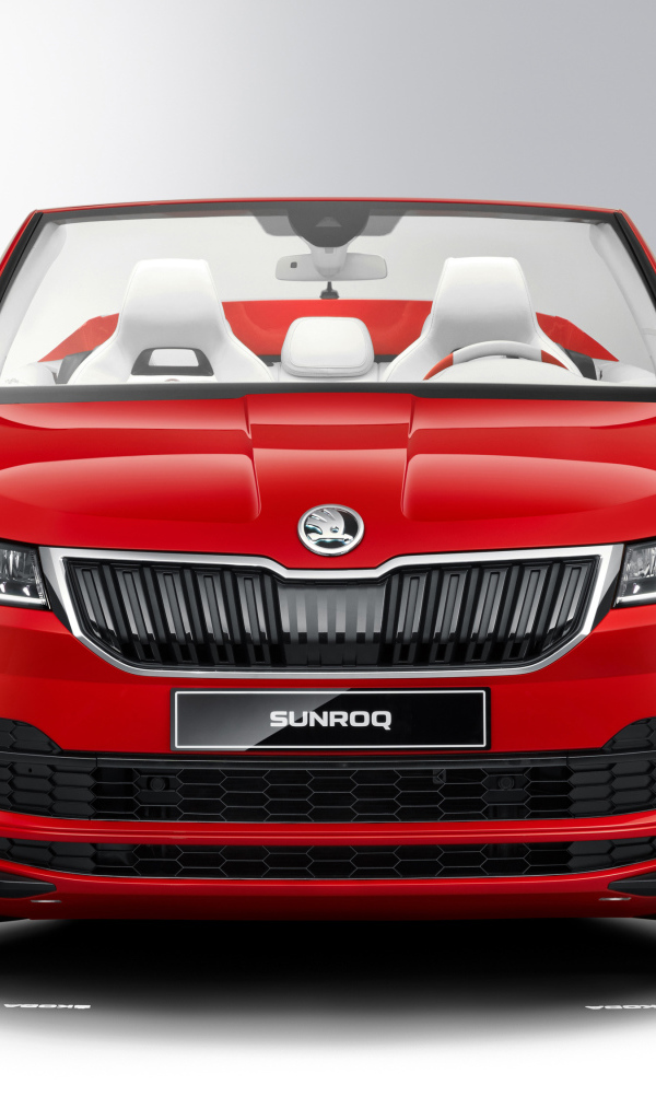 Красный автомобиль Skoda Sunroq Concept 2018   вид спереди