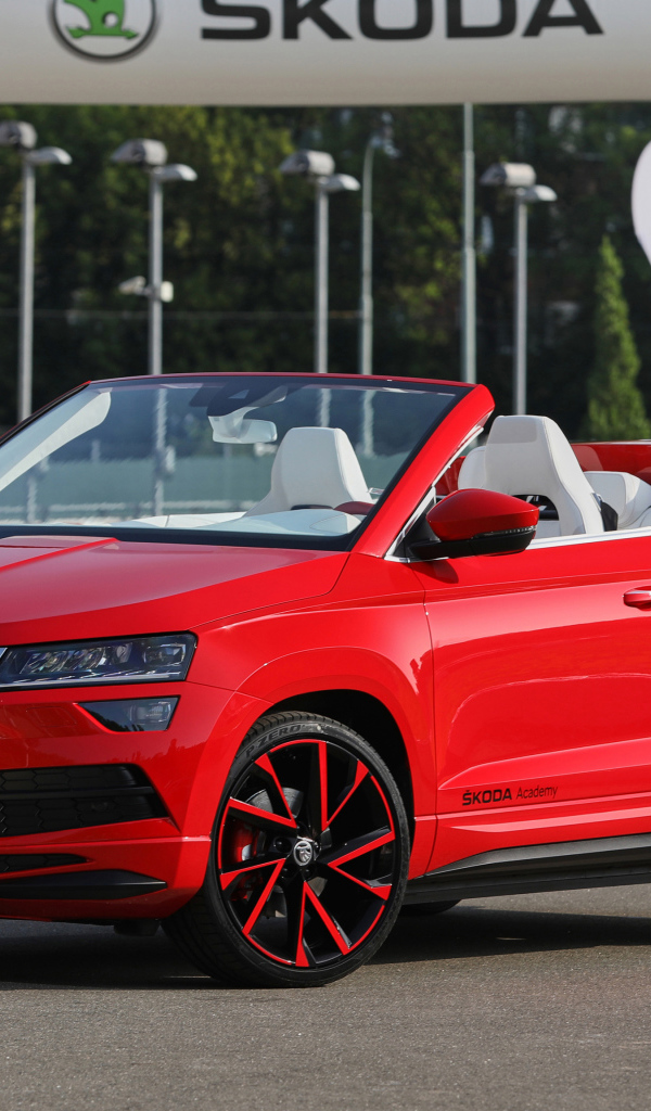 Красный новый автомобиль Skoda Sunroq Concept 2018