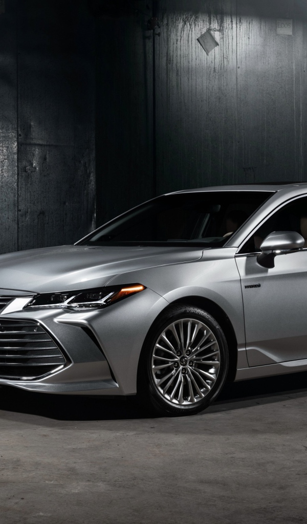 Серебристый новый автомобиль Toyota Avalon Hybrid, 2019