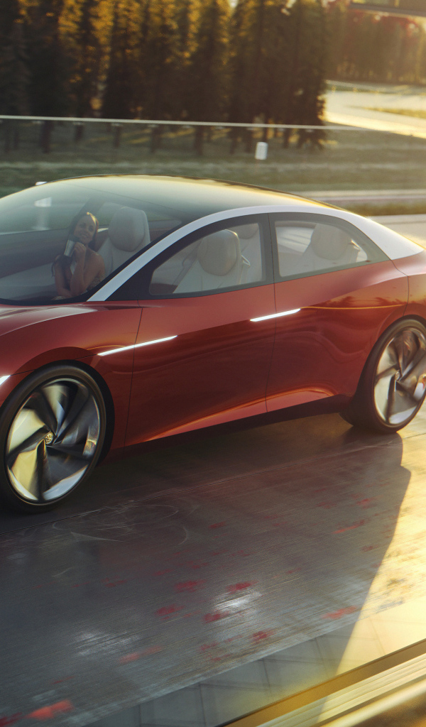 Красный автомобиль Volkswagen Id Vizzion
