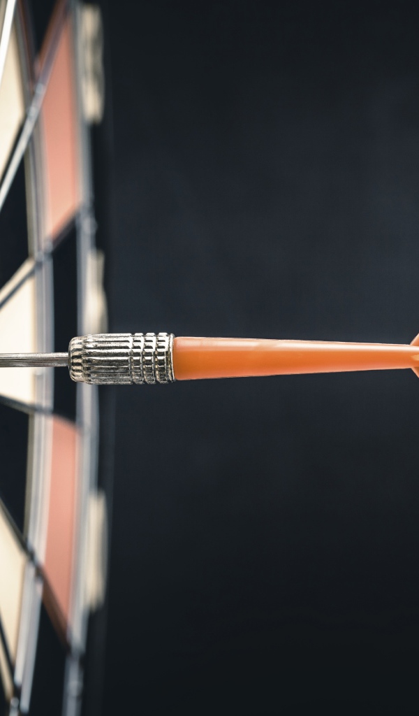 Оранжевый дротик в доске для дартса 