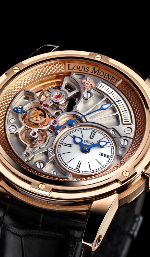Наручные часы Louis Moinet на черном фоне