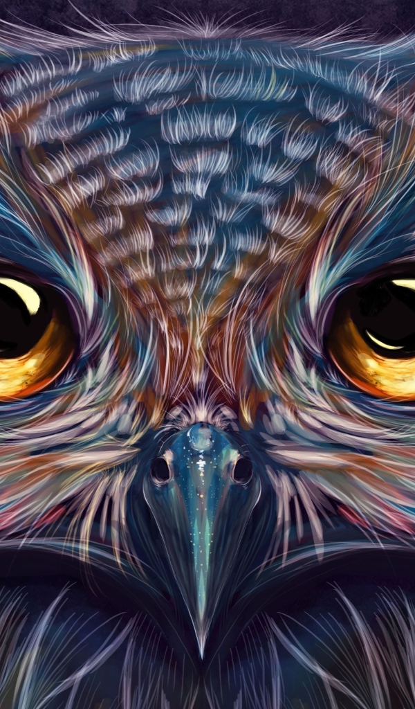 Красивая нарисованная сова с коричневыми глазами