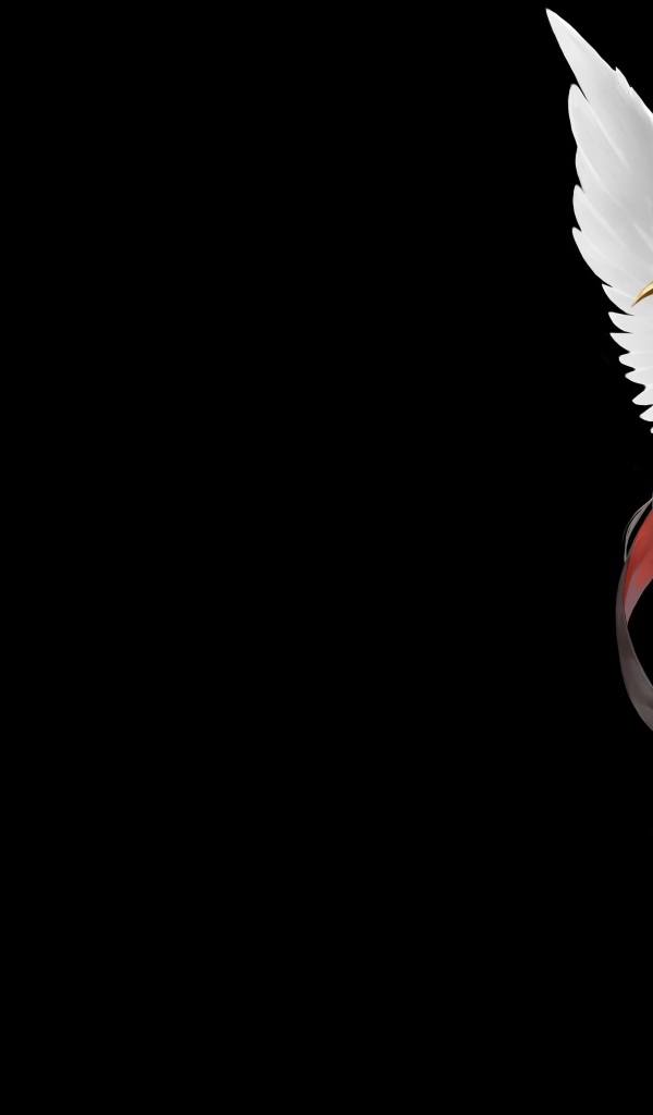 Девушка Ангельский Воин на черном фоне фэнтези