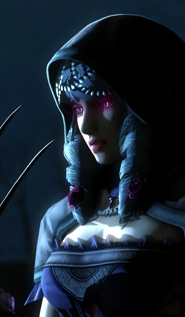 Фантастическая девушка с длинными когтями на руках