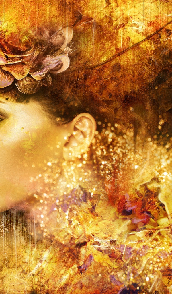 Фантастическая зеленоглазая девушка, лицо в профиль