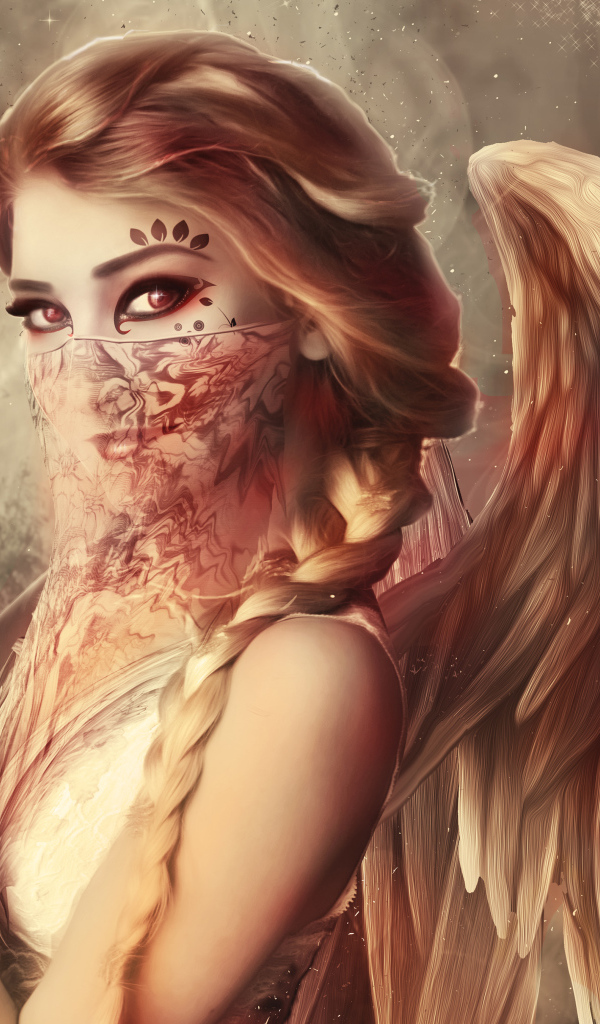 Девушка ангел со сферой в руках, фэнтези