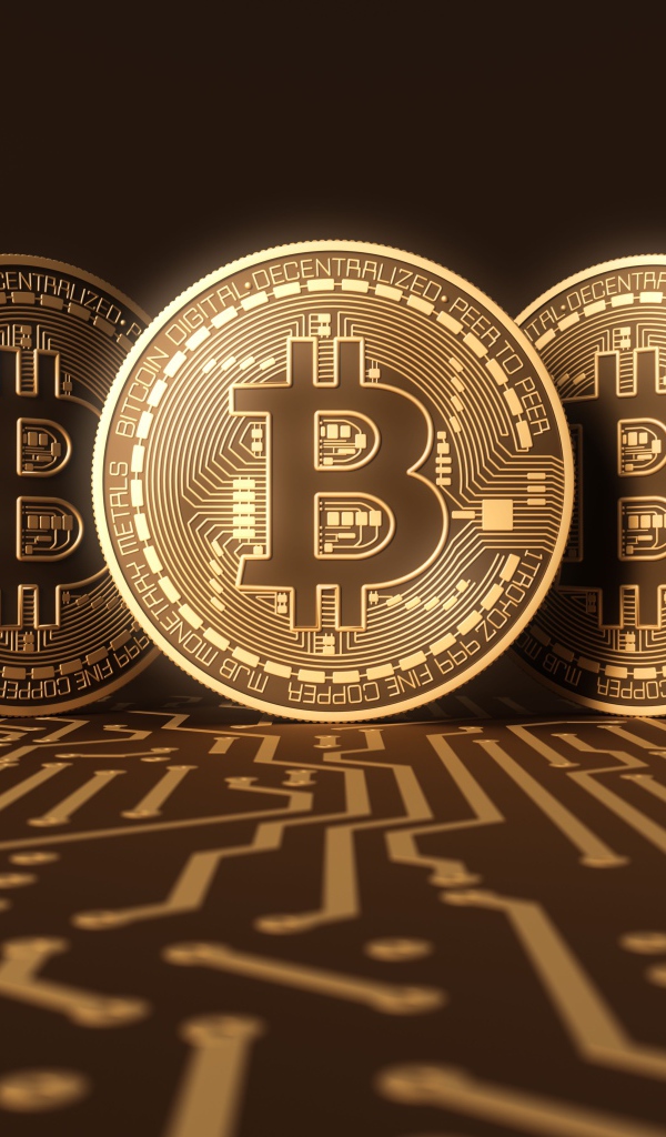 Золотые монеты биткоин 