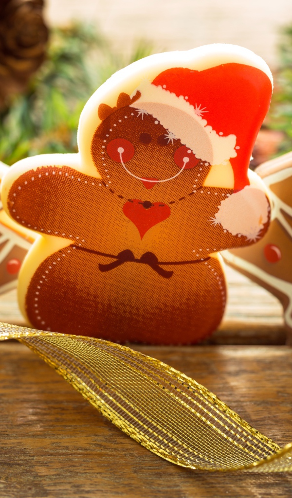 Красивое рождественское печенье с лентой