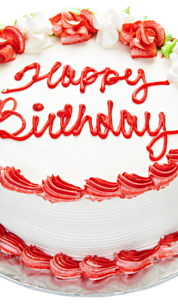 Красивый праздничный торт на день рождения на белом фоне