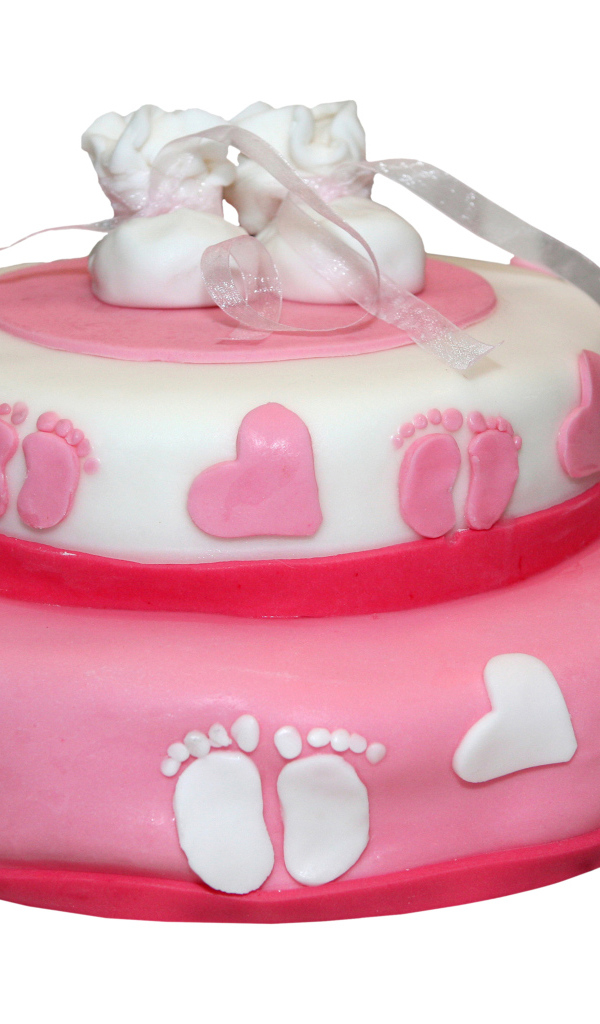 Красивый праздничный торт для девочки на белом фоне