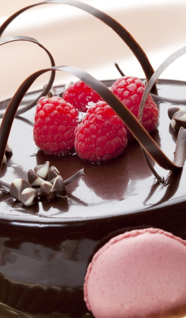 Торт в шоколаде с малиной 