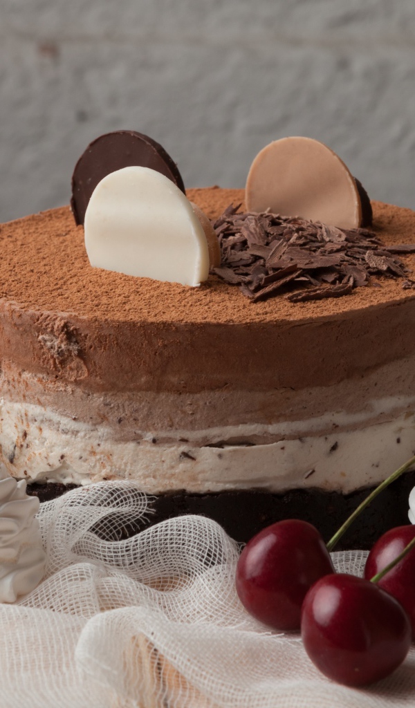 Вкусный торт с меренгой и вишнями