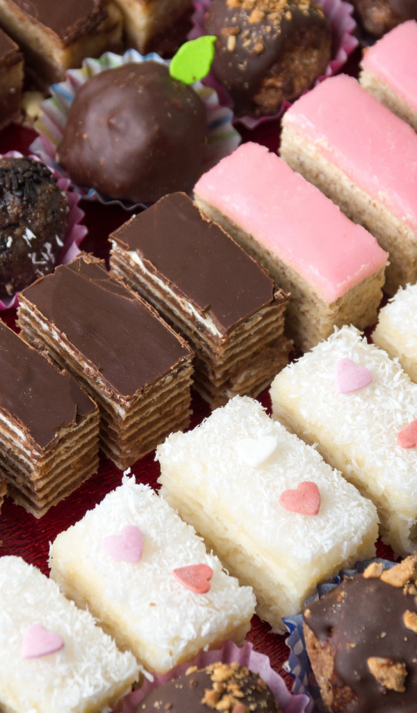 Разные шоколадные конфеты крупным планом