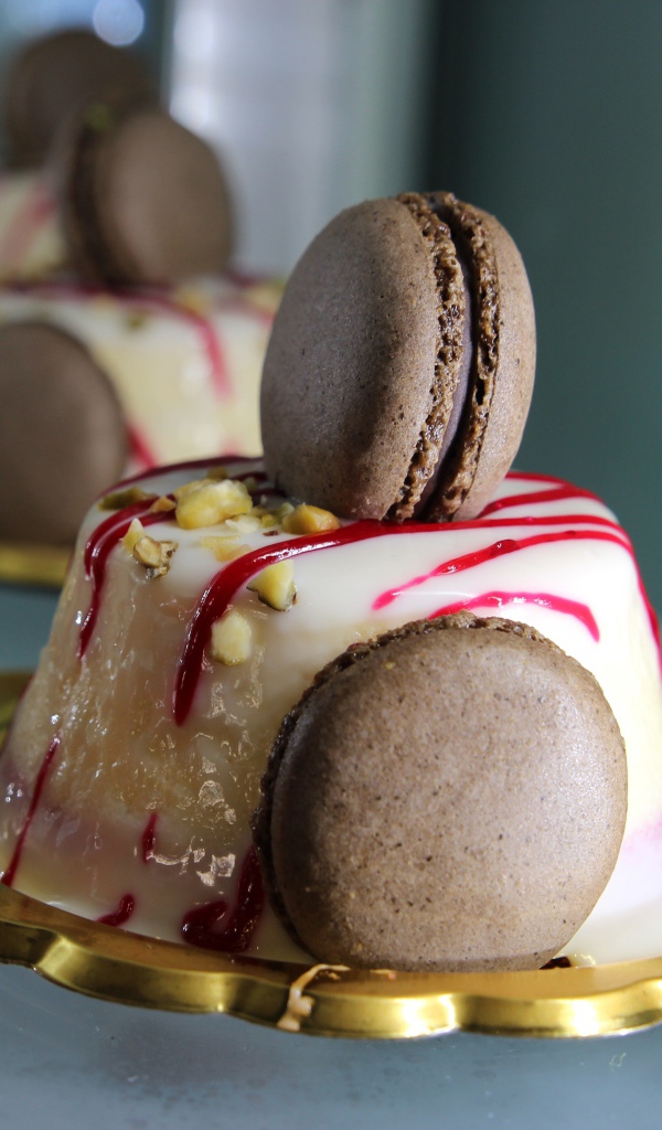 Десерт желе с печеньем макарун 