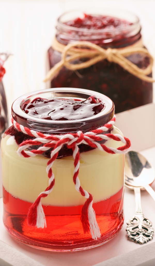 Желе в баночках с клюквенным джемом 