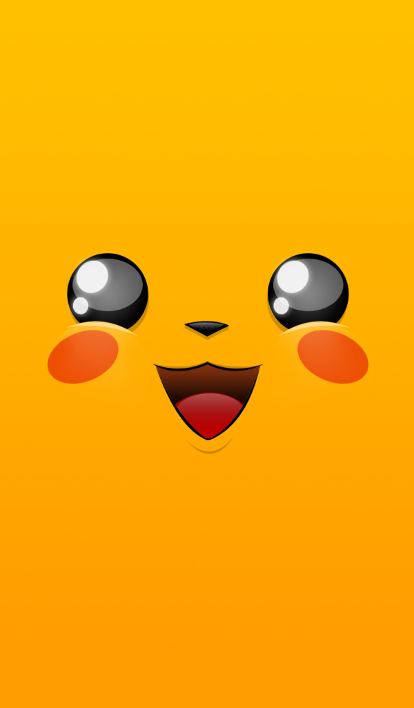 Лицо покемона Пикачу на желтом фоне