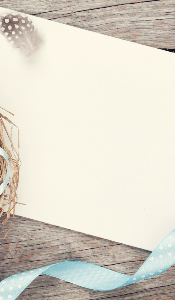 Голубые пасхальные яйца с лентами,  шаблон поздравительной открытки