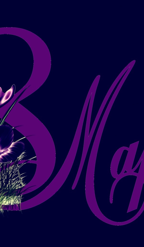 Крокусы на синем фоне на Международный женский день 8 марта