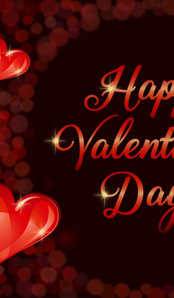 Красивые красные сердечки с надписью День Святого Валентина