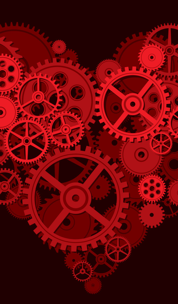 Красное сердце из шестеренок