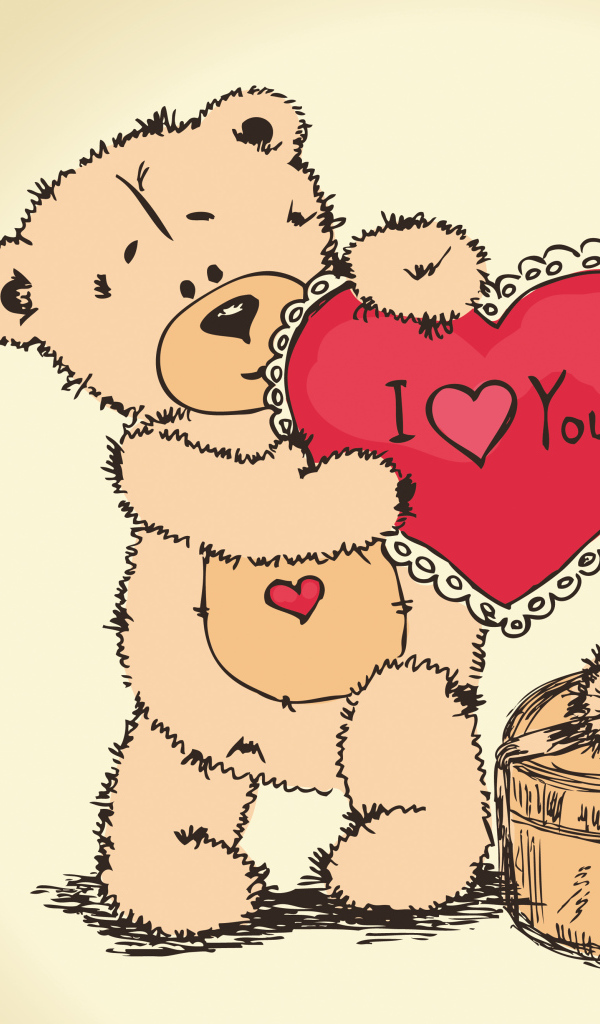 Медвежонок Тедди с сердцем в руках и подарками