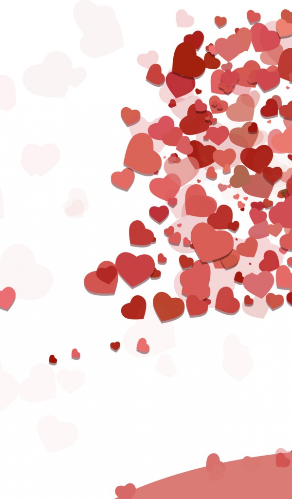 Дерево из красных сердечек на белом фоне