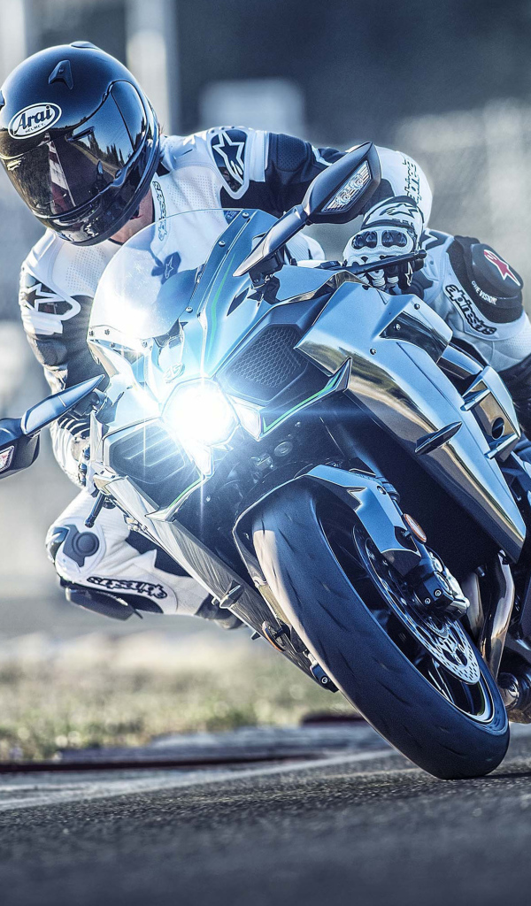 Motorcyclist on a motorcycle Kawasaki Ninja H2, 2019