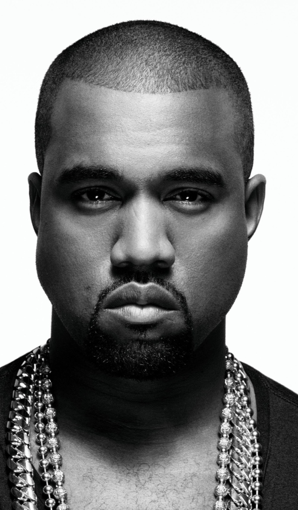 Американский рэпер Канье Уэст черно белое фото