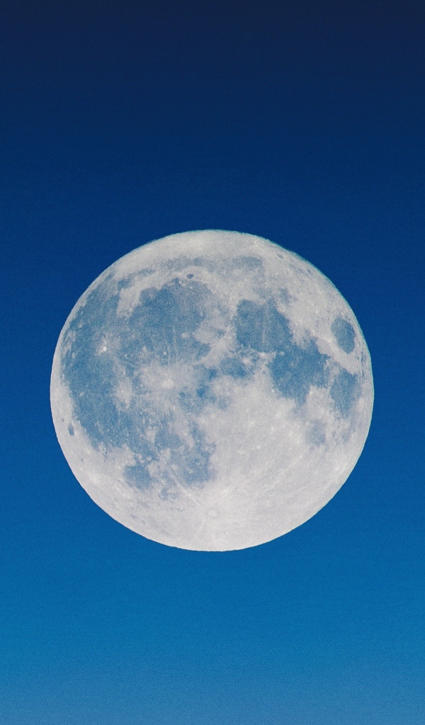 Big white moon in a blue sky