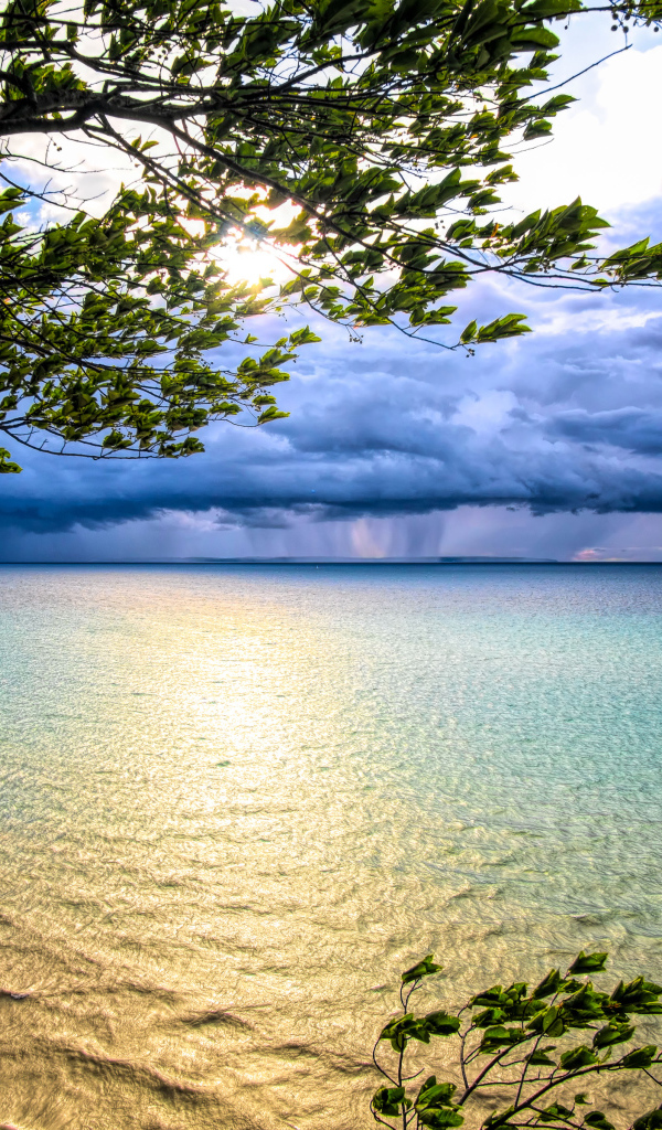 Вид на грозу над океаном 