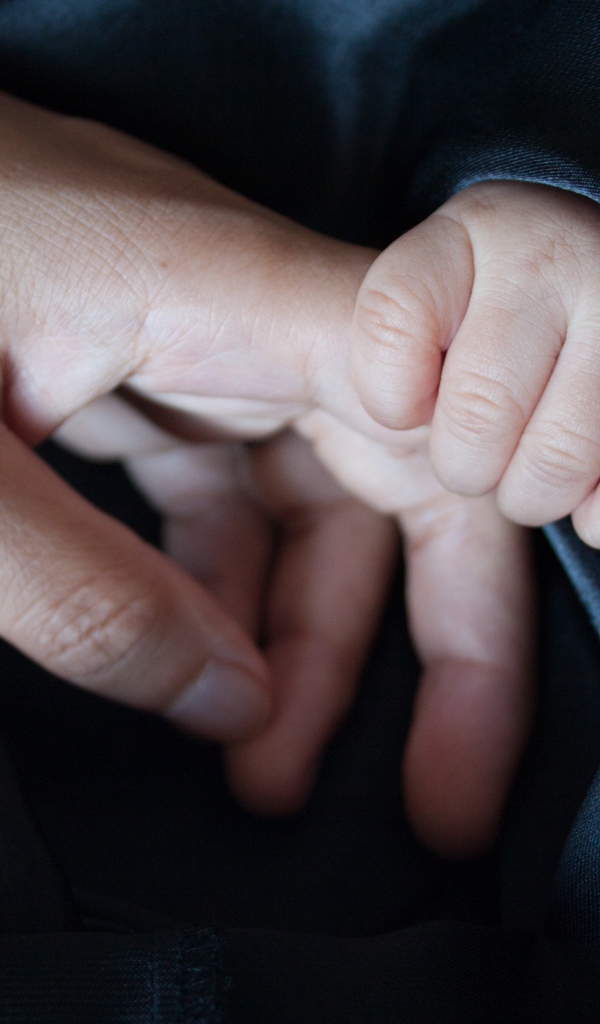 Маленький ребенок держит маму за руку