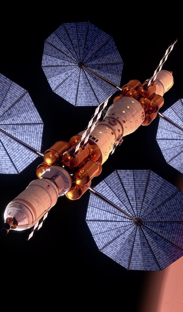 Космическая станция рядом с планетой Марс