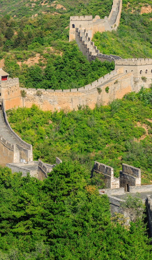 Легендарная Великая Китайская стена в зеленой растительности