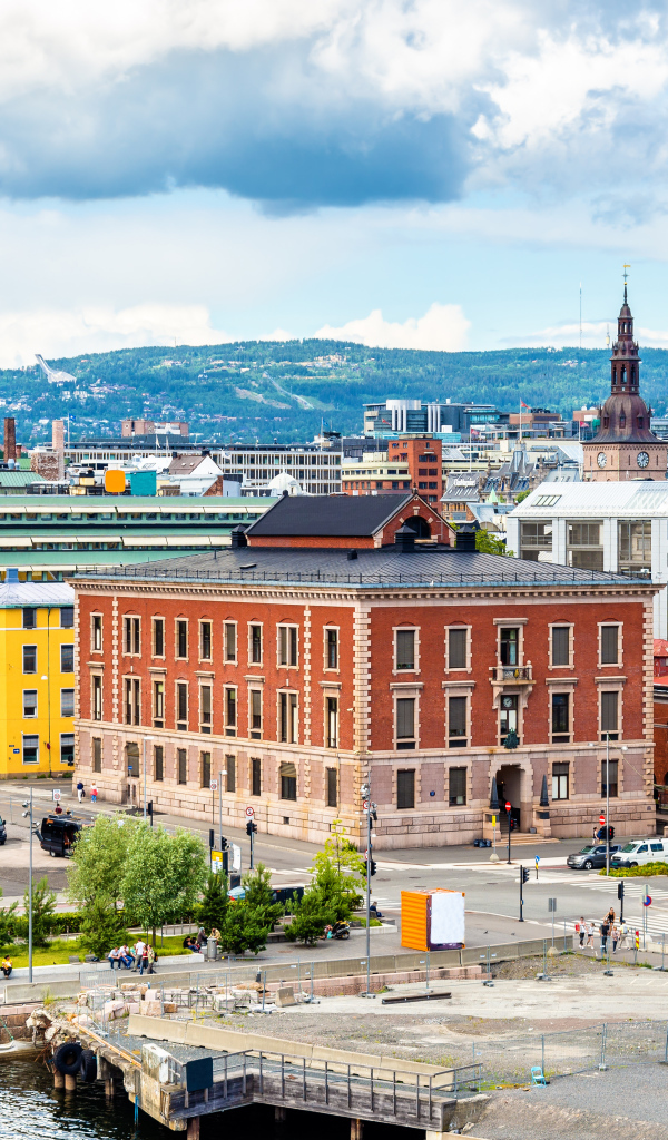 Панорама красивых домов в городе Осло, Норвегия