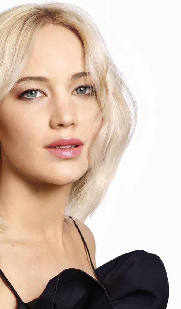 Красивая актриса Дженнифер Лоуренс, фото на белом фоне