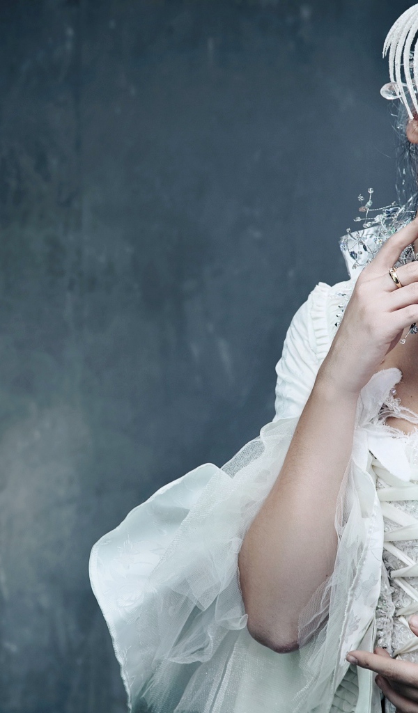 Beautiful girl bride in vintage dress