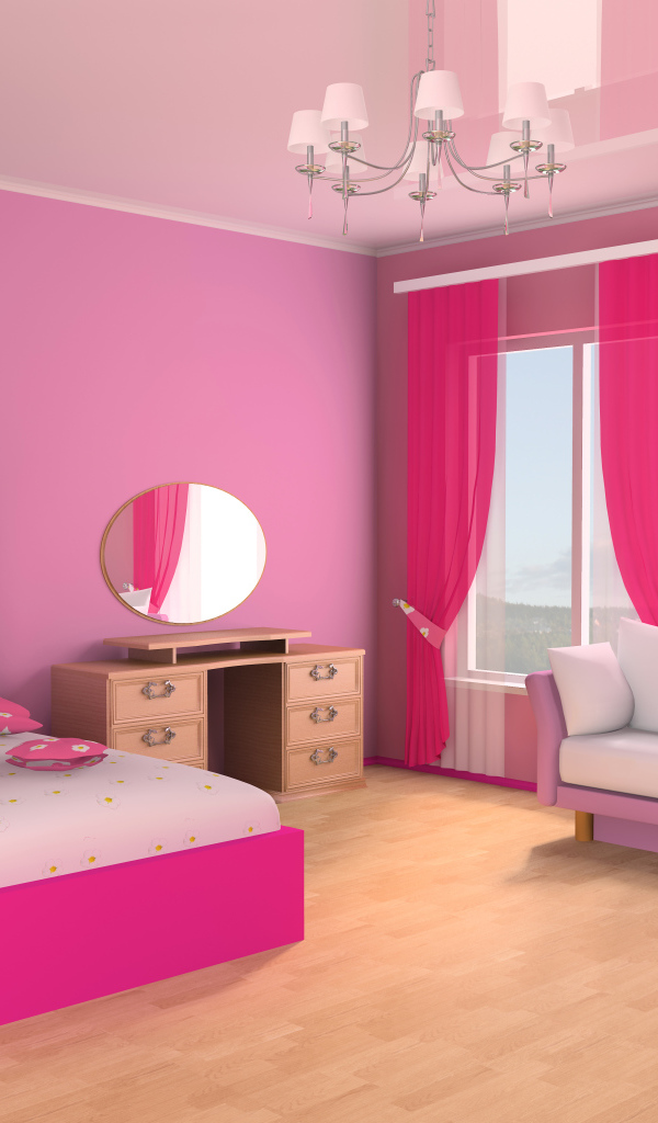 Детская спальная комната для девочки в розовом цвете
