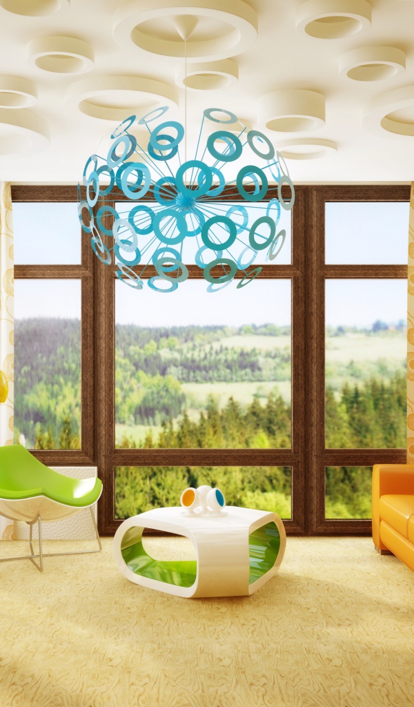 Уютная детская комната с большими окнами 