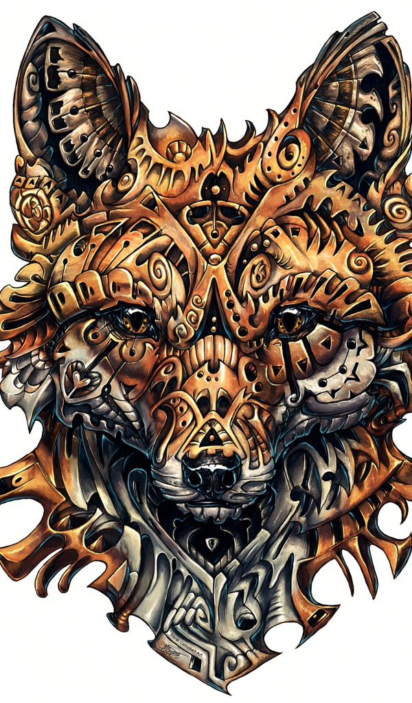 Лиса на белом фоне, татуировка