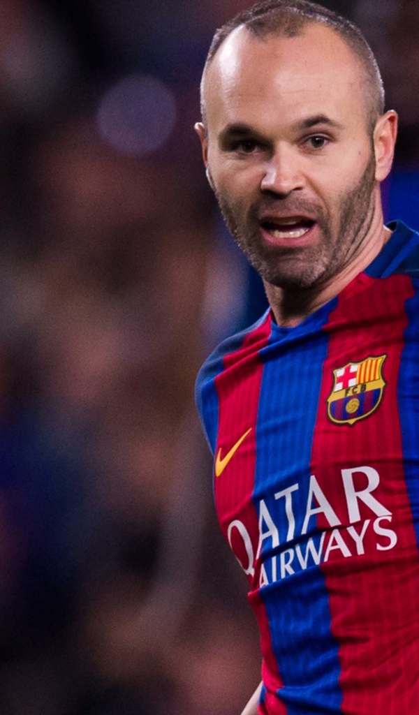 Испанский футболист Андрес Иньеста на футбольном поле