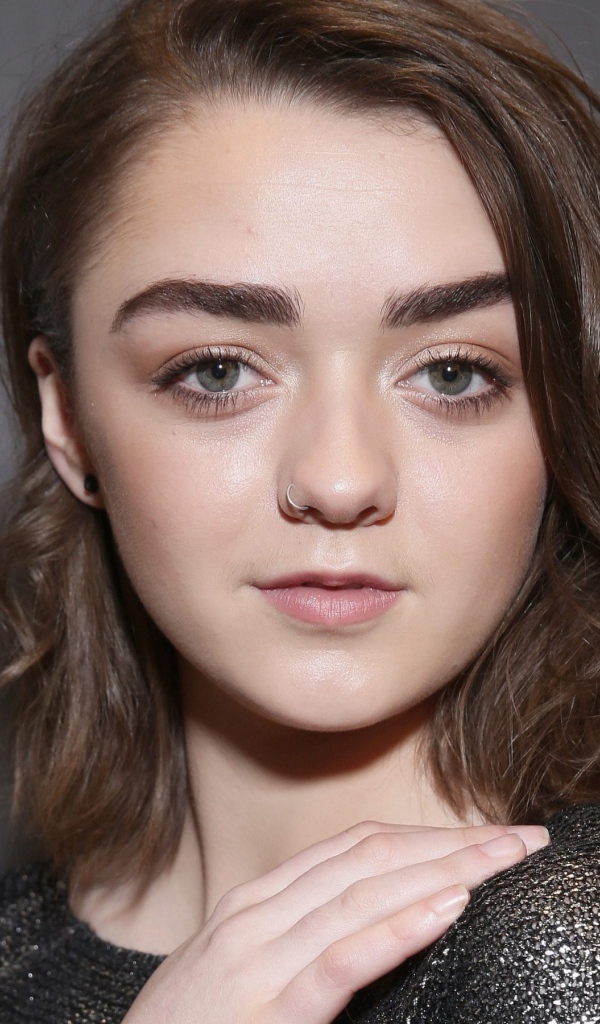 Молодая актриса Мэйси Уильямс фото на сером фоне