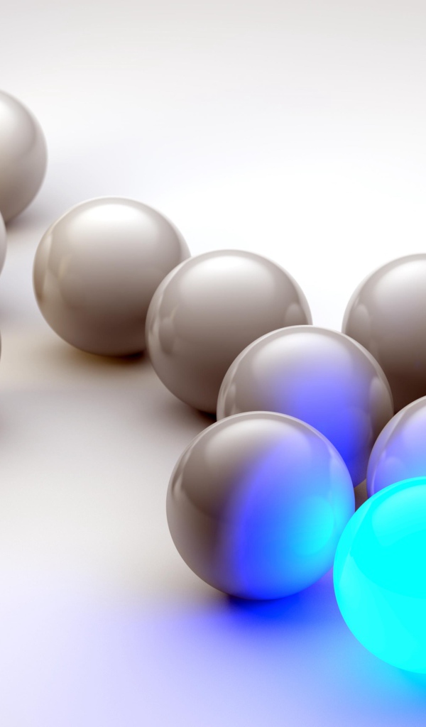 Много серых шаров с неоновым на сером фоне