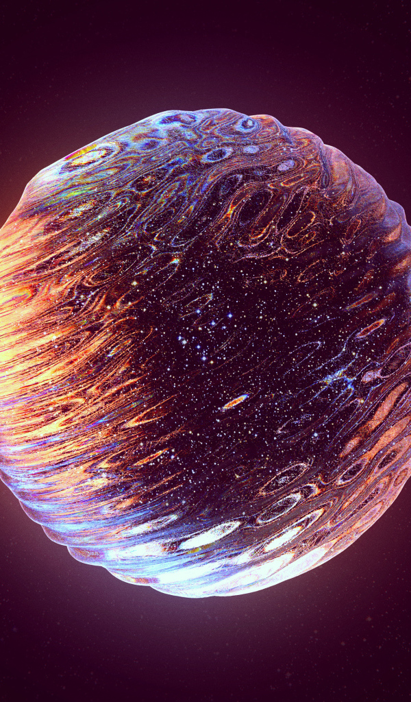 Абстрактная блестящая планета на фоне неба