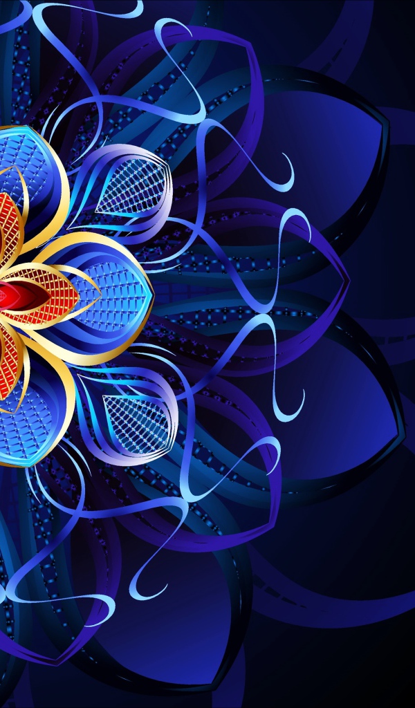 Красивый абстрактный неоновый рисунок на черном фоне