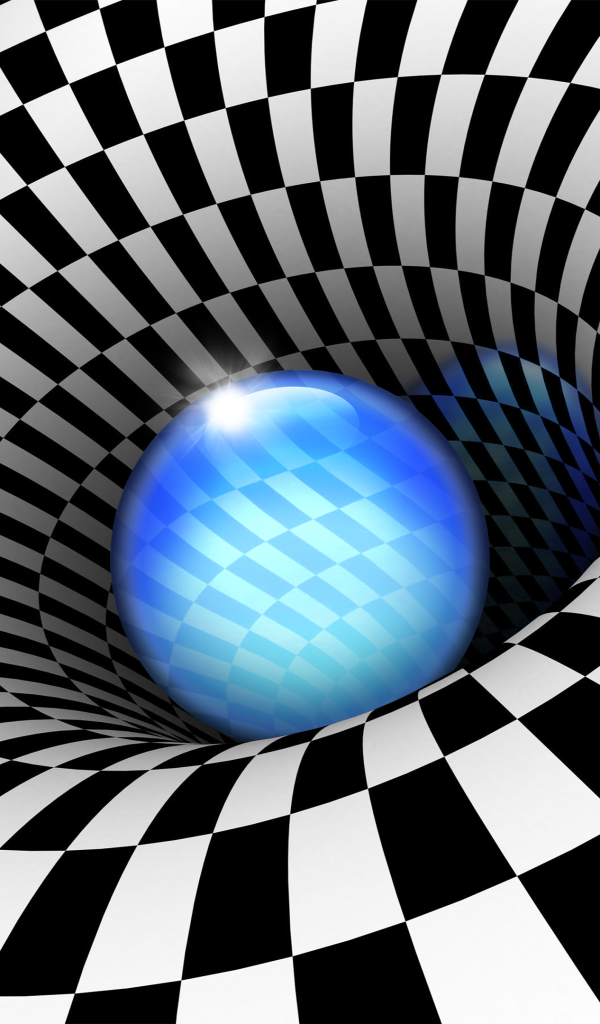 Черно - белая воронка с неоновым шаром