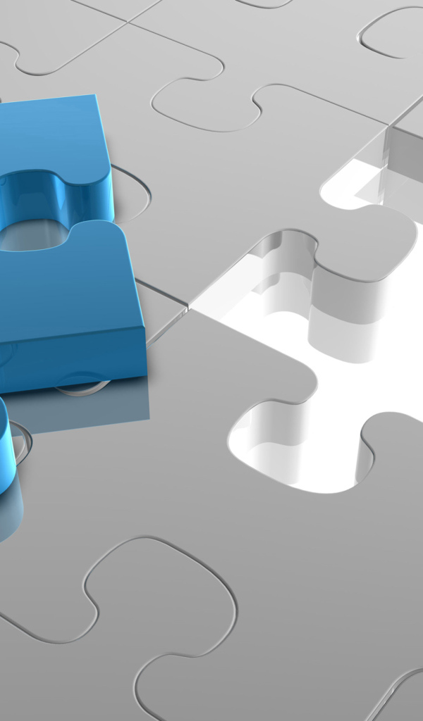 Голубой пазл на сером рисунке 