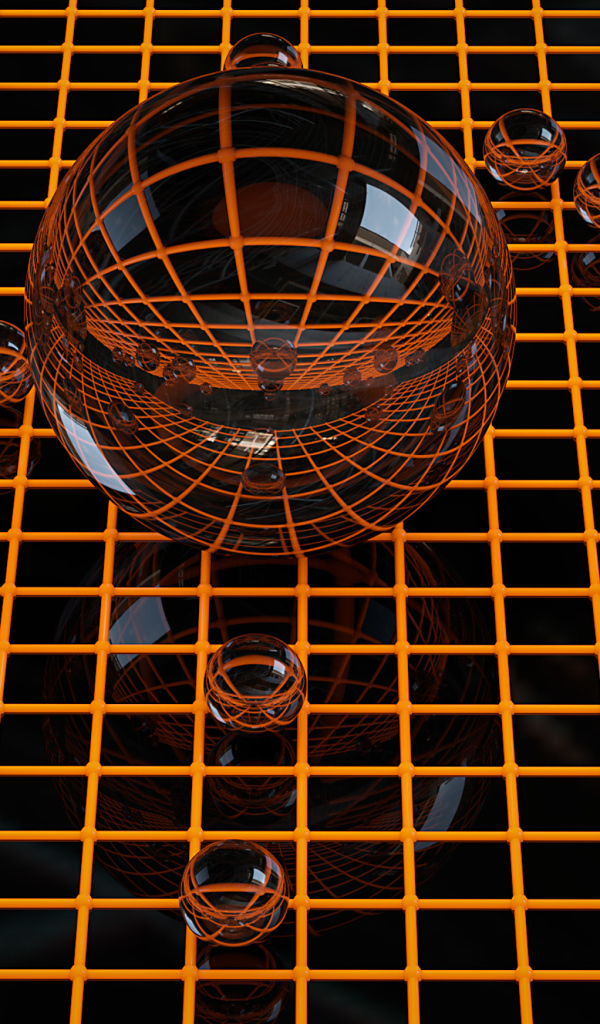 Стеклянные сферы на сетке 3д графика
