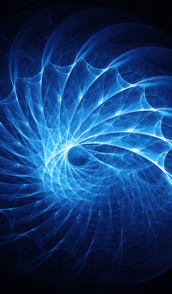 Неоновая фрактальная спираль на черном фоне