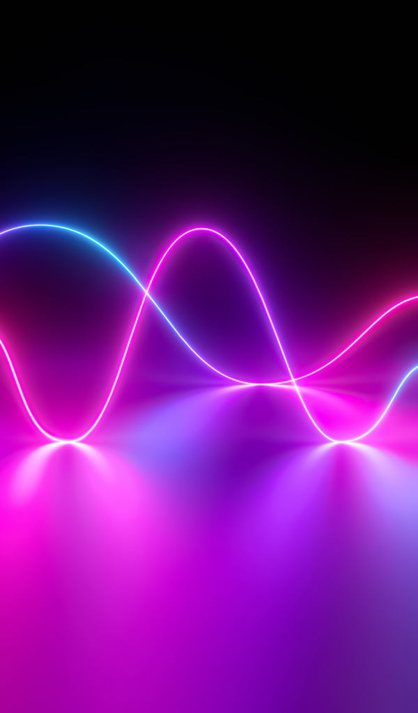 Neon waves on a lilac background